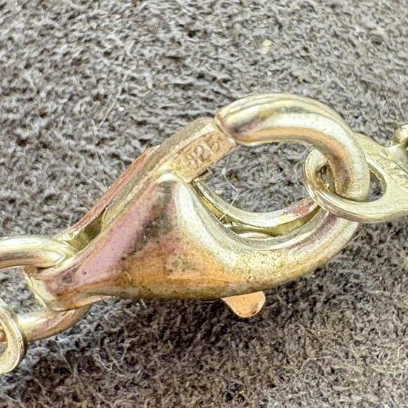 Sterling Silver 925 Child's Size Blue Cube Stone & Silver Tubing Bracelet 5" L - Picture 13 of 15